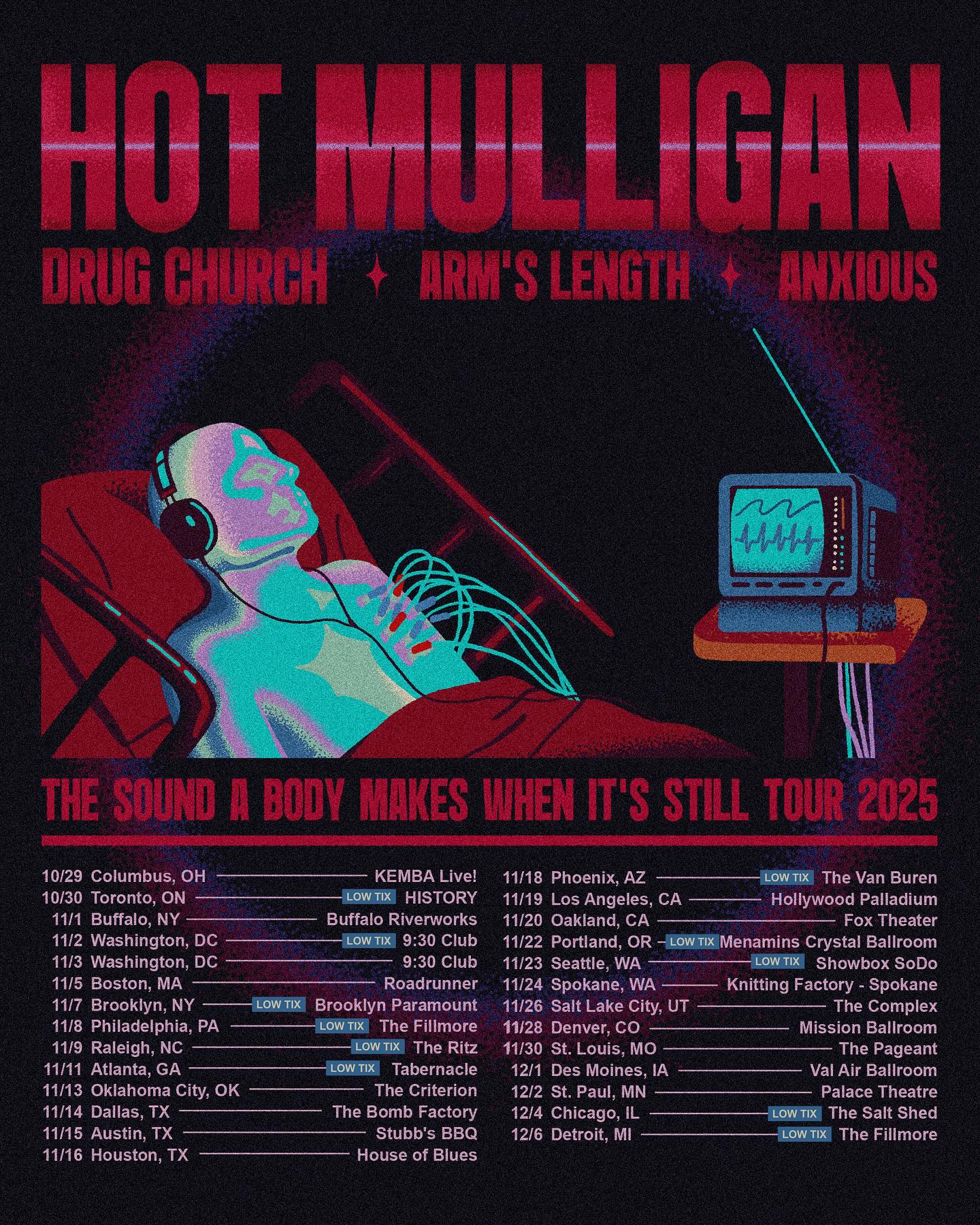 Hot Mulligan THE SOUND A BODY MAKES WHEN IT'S STILL TOUR Tour Poster 2025